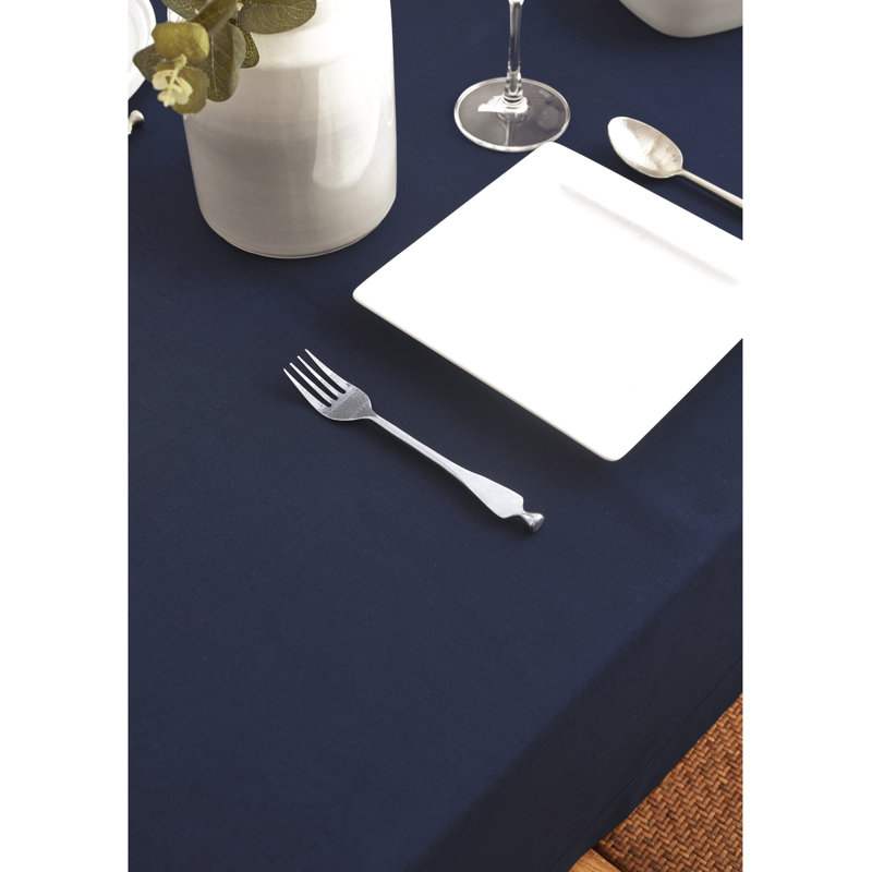 Dru Cotton Linen Plain Tablecloth, Navy, 120" x 60"