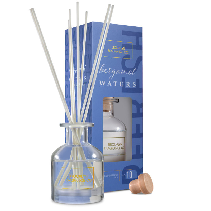 Brooklyn Fragrance Co. Aroma Reed Diffuseur - Parfum durable de qualité supérieure - Diffuseur d'eau à bergamote - pour une grande pièce - 100 ml