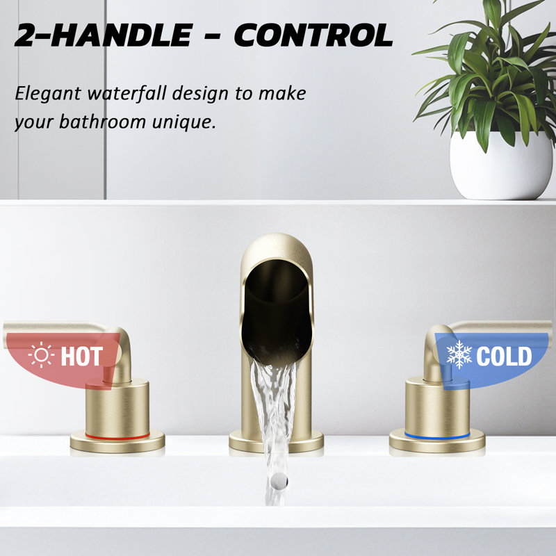 2-handle Bathroom Faucet with Drain Assembly, Brushed Gold