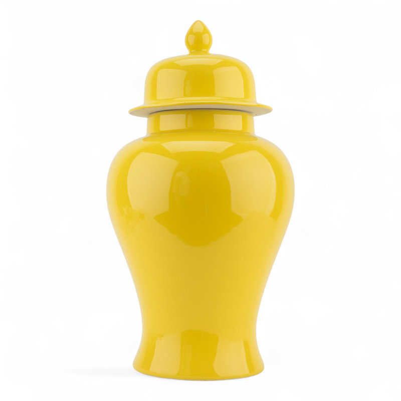 Pot en porcelaine avec couvercle, Jaune