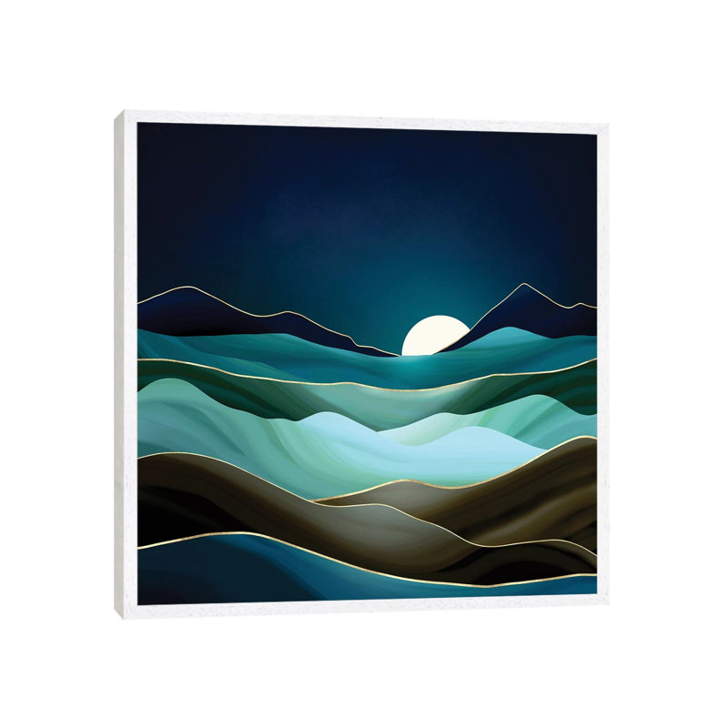 Moonlit Vista - Print on Canvas, White Framed, 66.04 cm H x 66.04 cm W