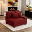 Chaise avec accoudoirs en velours côtelé rouge Milbrey-235624982-235624980