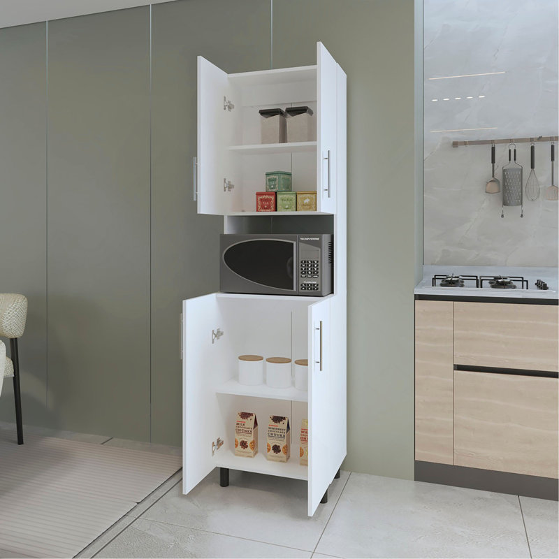 Garde-manger double avec rangement ouvert.