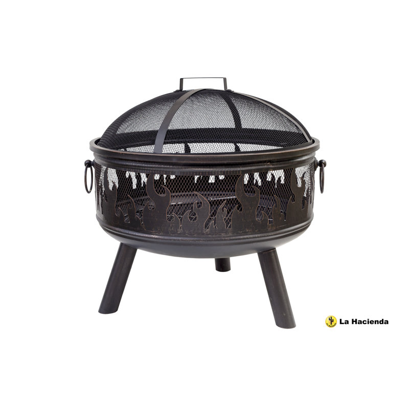 La Hacienda Bronze Wildfire Steel Firebowl With Grill - W 61 cm x H 61 cm