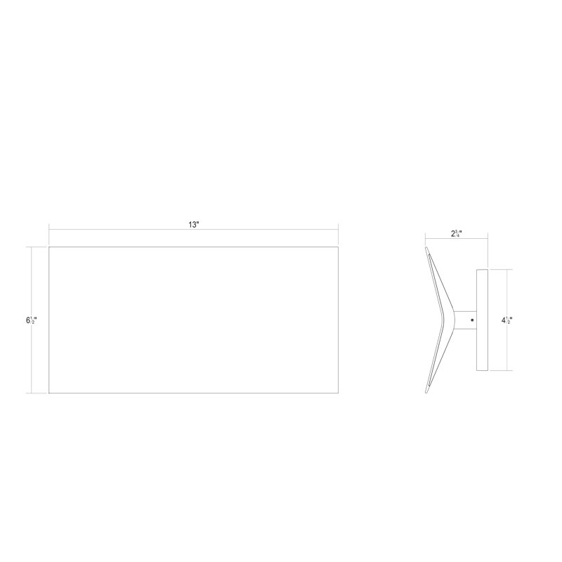 Applique murale encastrée en aluminium Turo, Blanc satiné, H 6,5 po x l 13 po x P 2,75 po