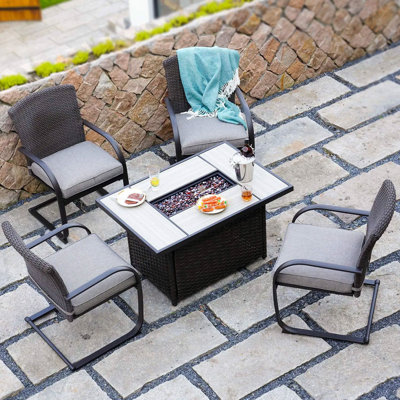 Buthayna Rectangle Iron Propane Smokeless Fire Pit Table with Lid
