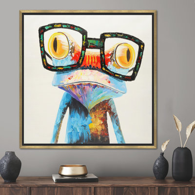 Rainbow Frog portant des lunettes - art animalier vibrant pour décoration intérieure moderne