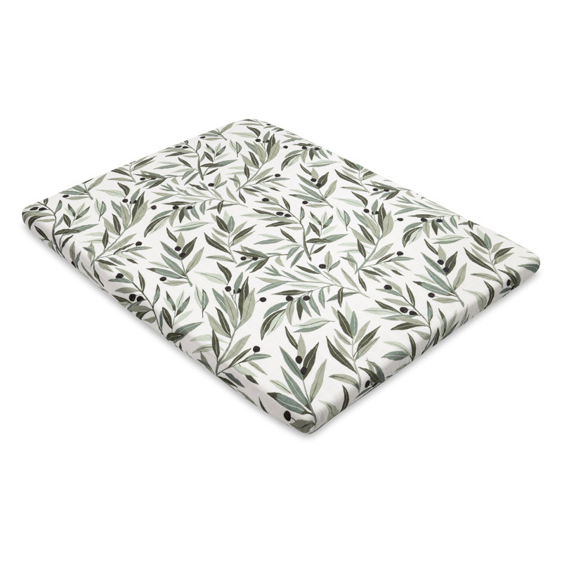 Olive Branches Muslin All-Stages Midi Crib Sheet in GOTS Certified Organic Cotton 