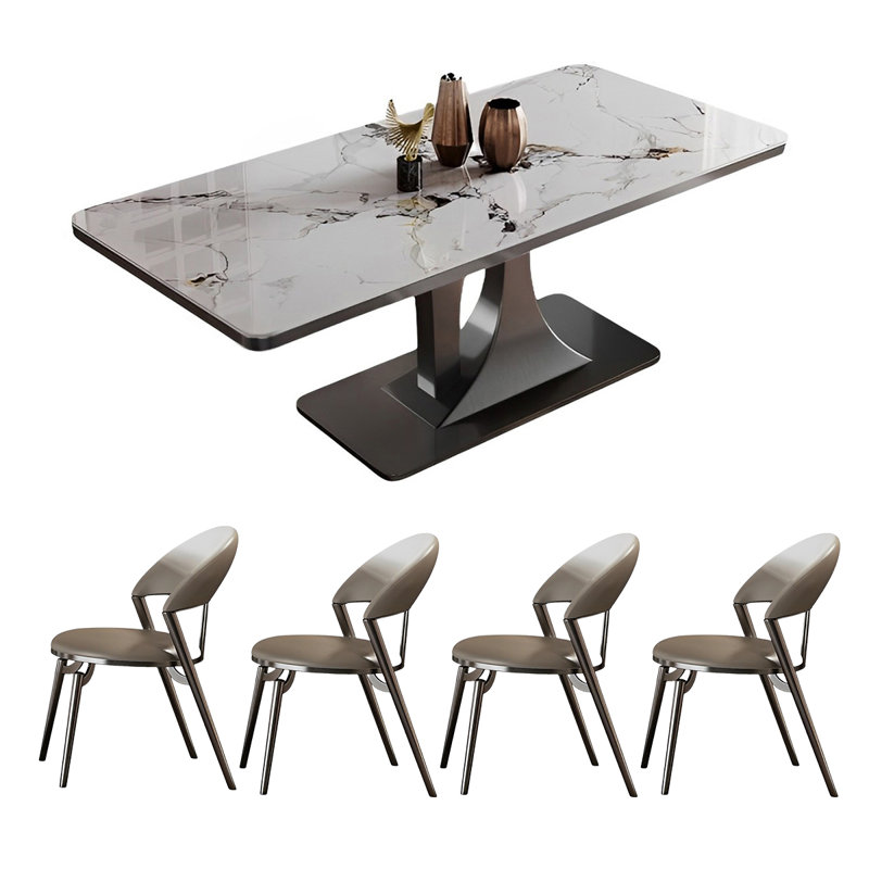 Ensemble de table de salle à manger rectangulaire et chaises, H 29,52 po x L 55,11 po x l 31,49 po