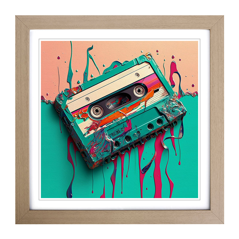 Cassette Tape Fauvism - Framed Print, Oak