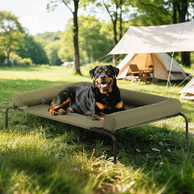 Elevated Dog Bed with Removable Cooling Cushion