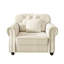 Canapé Chesterfield de 41,3 po en velours avec garniture cloutée et accoudoirs roulés, canapé de style Mid-Century moderne capitonné avec boutons, beige / blanc-1016720262-1016720260