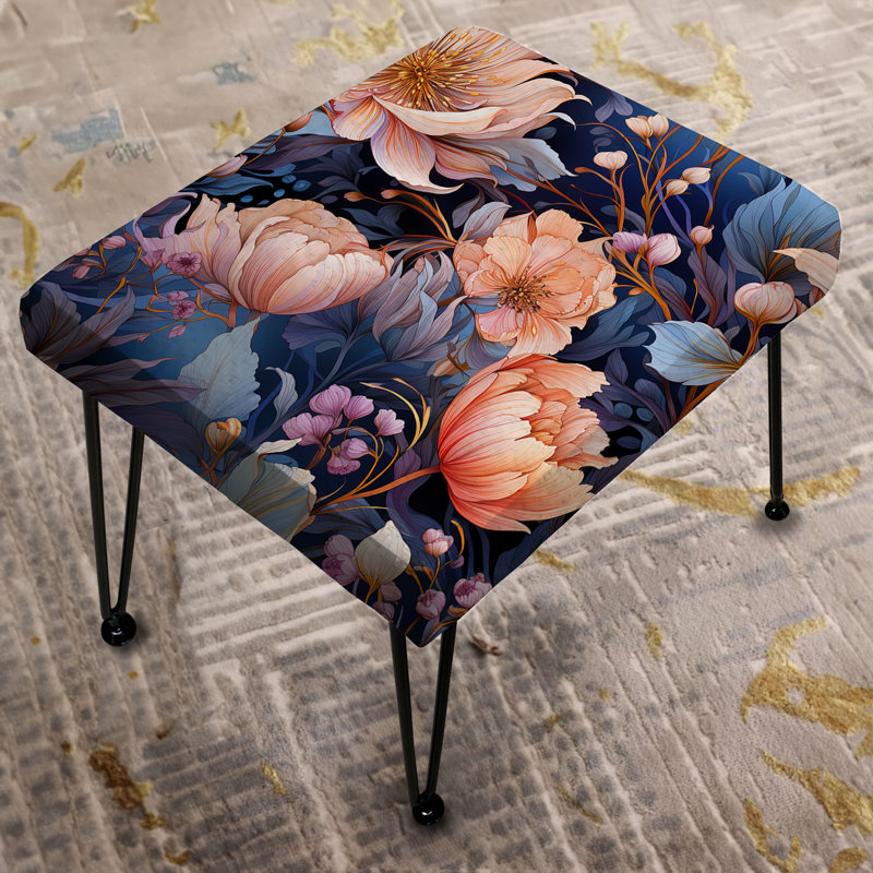 Eisbrenner - Mystical Pink And Blue Botanic Floral Ballet - Floral Rectangle Ottoman