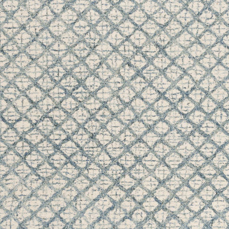 Tapis bleu en laine touffeté à la main Costin, Rond 4 pi
