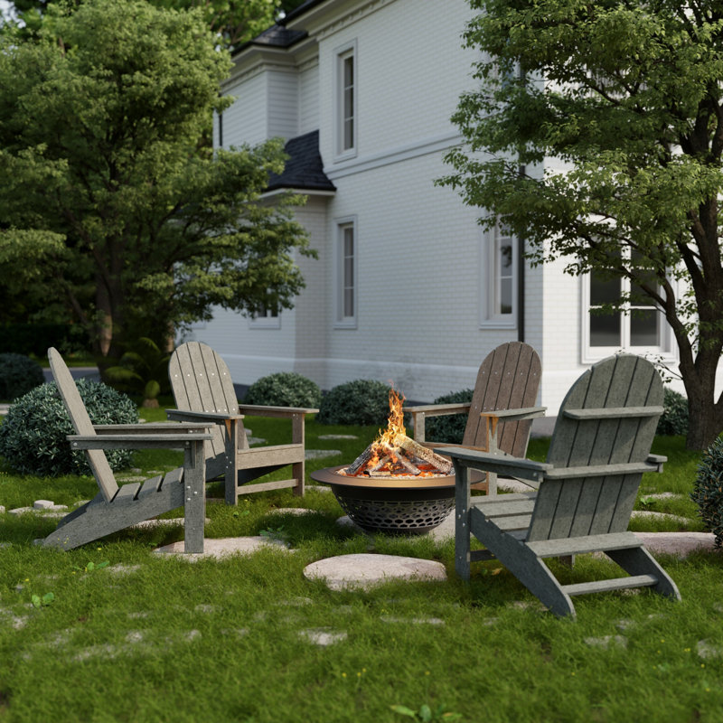 Freedom 4-Piece Traditional Adirondack Conversation Set, Dark Gray