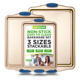 NutriChef Non-Stick Steel 3 Piece Baking Sheet Set