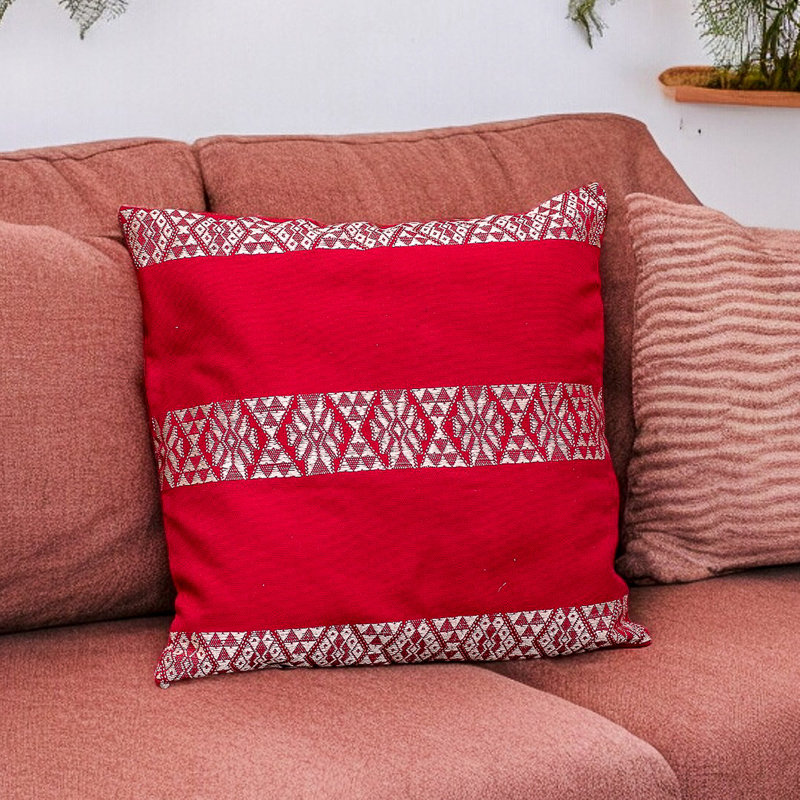Housse de coussin en coton coquelicot Novica