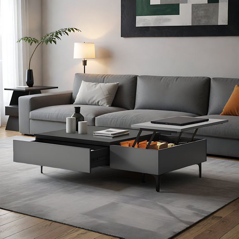 Nadolyn 51.18" Lift Top Coffee Table with Hidden Storage Compartment and 2 Drawers