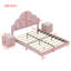 Ensemble de chambre à coucher 3 pièces, cadre de lit tapissier moderne avec tête de lit pétale, tables de chevet 3 tiroirs, rose