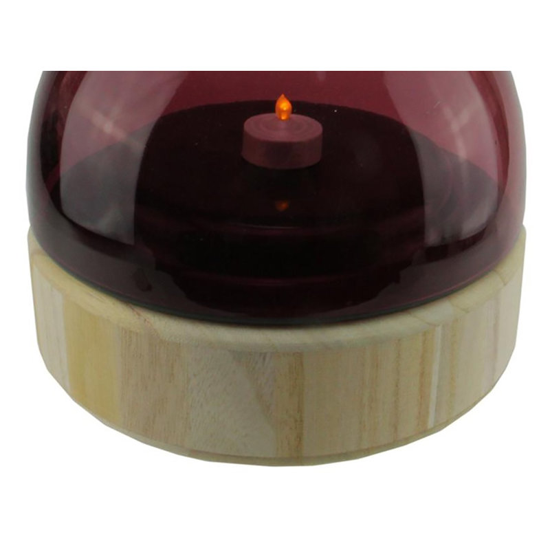 Porte-bougie 9,75 "avec base en bois, Merlot