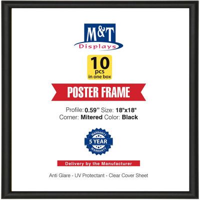 M&T Affiche Snap Cadre de photo 0,59 po profil en aluminium à chargement frontal, montage de photo, photo, certificat, support de signe, onglet anti-éblouissant, paquet de 10