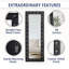 Miroir pleine grandeur en cristal capitonné, miroir mural ou au sol de l 63 po x L 22 po, miroir à cadre complet en faux bois