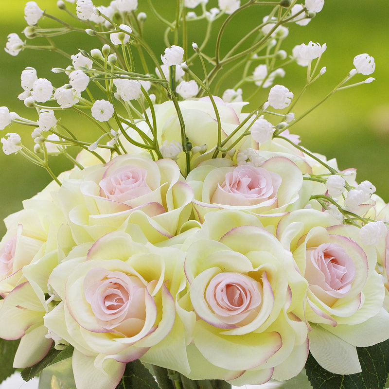 Faux Silk Arrangement in Vase, Champagne