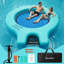 Quai flottant gonflable avec rampe pour bateau, chaise longue hamac en filet, flotteur de lac 9,8 pi avec porte-gobelets, plateforme gonflable pour 3 à 4 personnes pour piscine, mer, rivière, fête, bronzage, animaux de compagnie