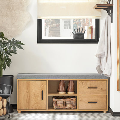 Bourland Natural Wood Shoe Storage Bench for Entryway by Millwood Pines