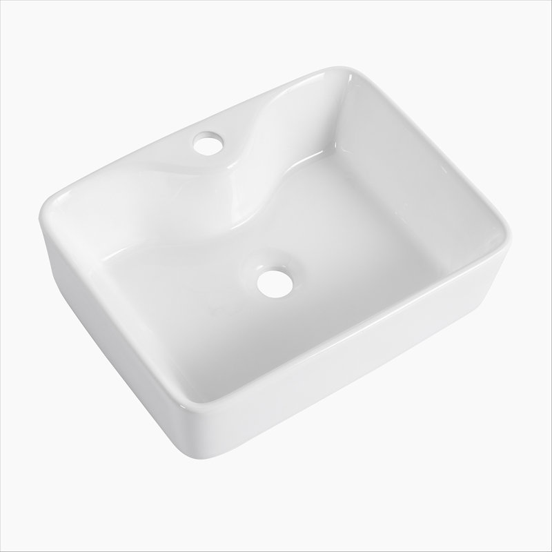 Ceramic Rectangular Above Counter White Bathroom Sink Art Basin