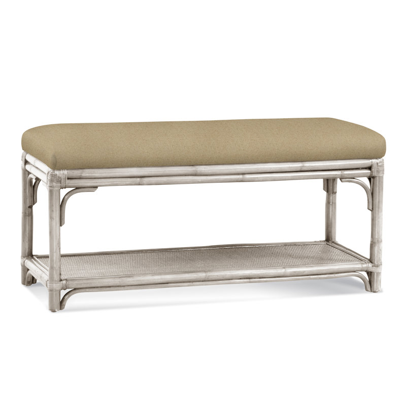 Banc de rangement en osier Summer Retreat, Blanc antique givré, Sable Elite; 0321-74
