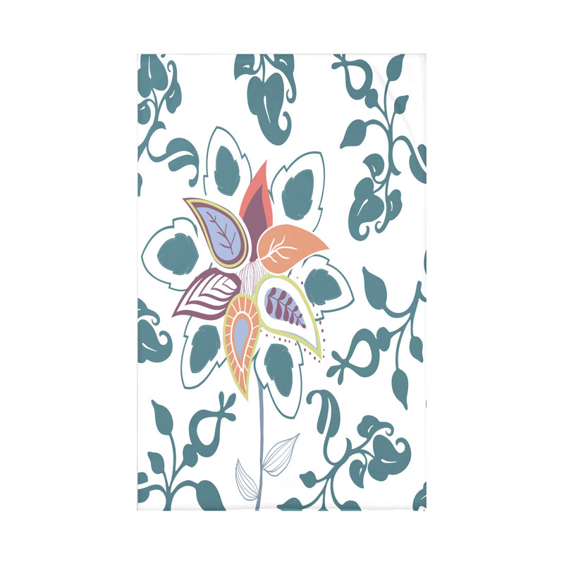 Jeté en molleton Botanical Blooms, L 60 po x l 50 po x P 0,5 po, Bleu sarcelle