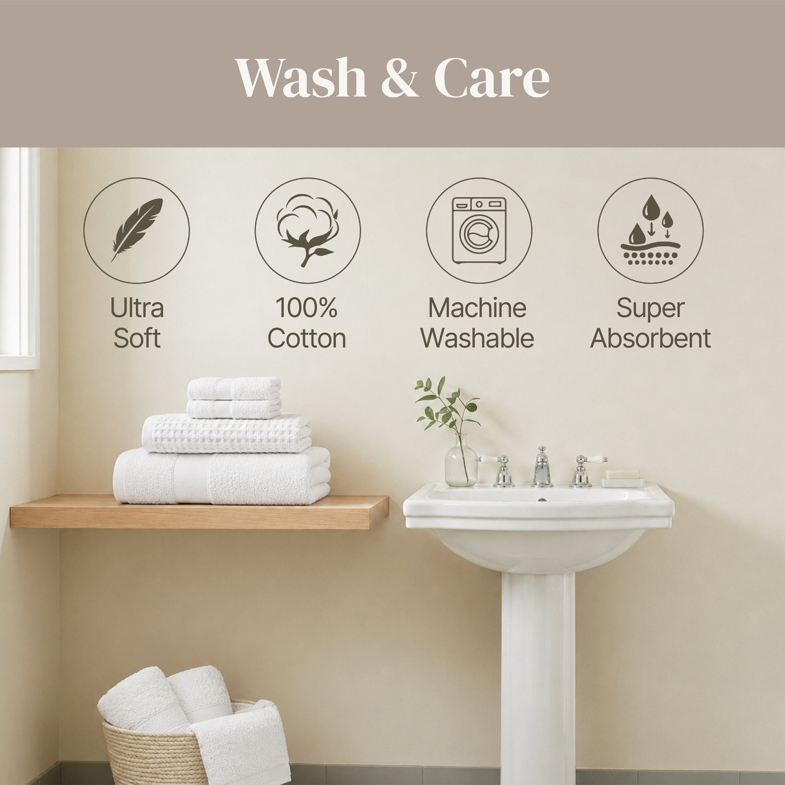 Drucilla 6-Piece Jacquard Cotton Towel Set, White