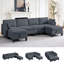Canapé modulaire en lin 109 po avec repose-pieds et rivets-992760818