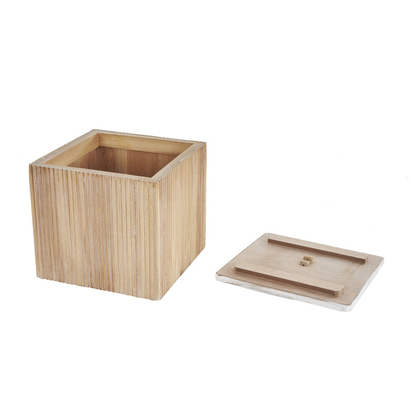 Ensemble de boîtes décoratives en bois brun avec couvercle en bois blanchi Stoyna