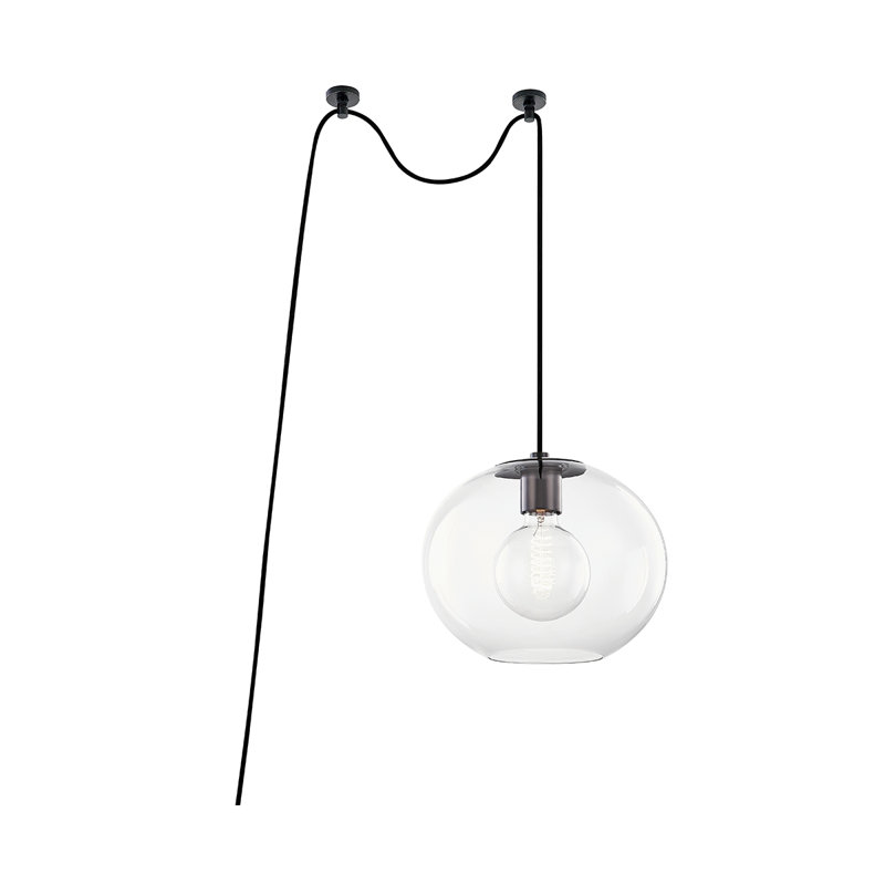 Aged Brass Globe Pendant with Clear Glass Shade - Indoor/Outdoor