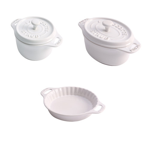 Staub Four Piece Ceramic Bakeware Set in White | Wayfair