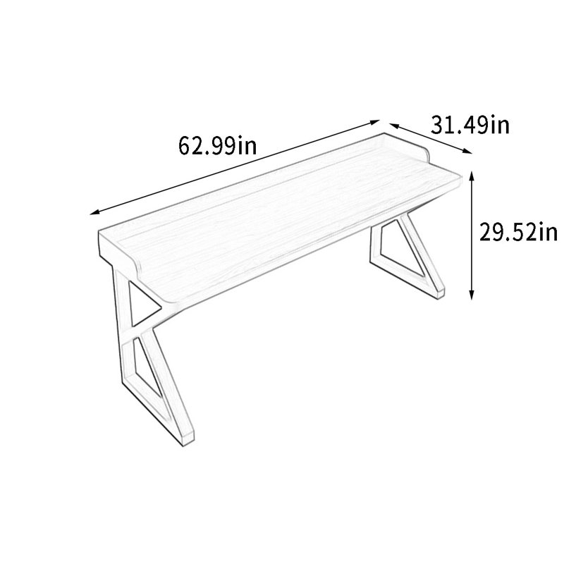 Grand bureau à panneau en bois massif avec relief, H 29,52 po x l 62,99 po x P 31,49 po