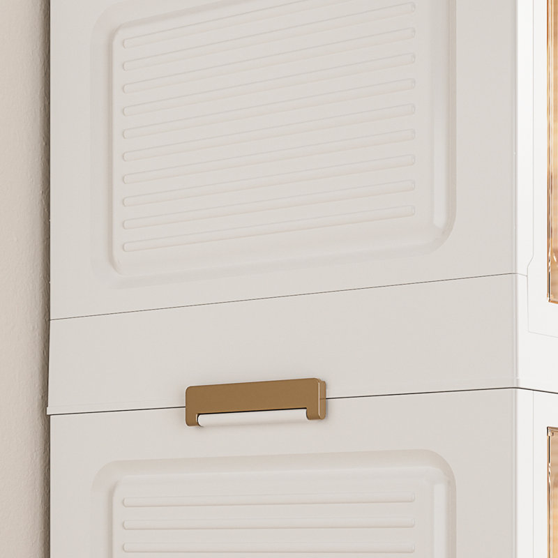 Portable White Wardrobe With 12 , 2 Hanging Rods And Organization Large Storage Closet Magnetic Doors. & For Clothes. Holds Items, Sheets. Pp Abs. Quick Setup.