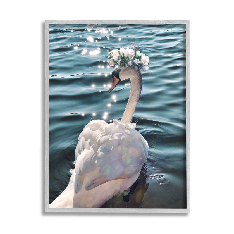 «Flower Crown Swan Lake», estampe numérique par Ziwei Li, H 14 po x l 11 po x P 1,5 po, Estampe numérique Farmhouse