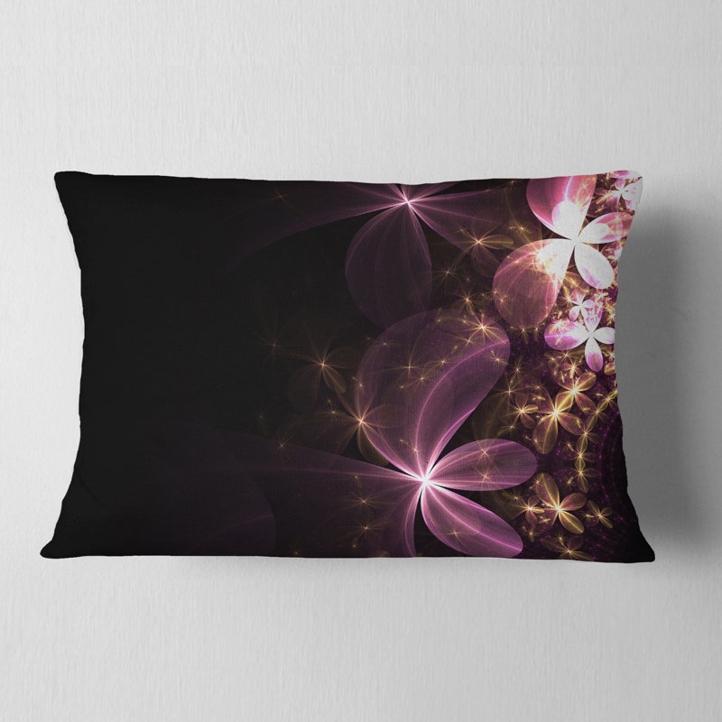  Coussin lombaire abstrait à fleurs fractales brillantes