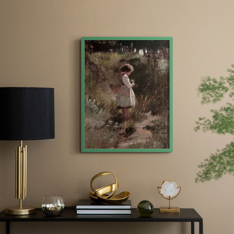 «Vintage Animal Print XXVII», reproduction encadrée - bois massif, Vert, H 21 po x l 17 po