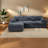 Space-saving Modern Grey Chenille Sectionals With Ottoman