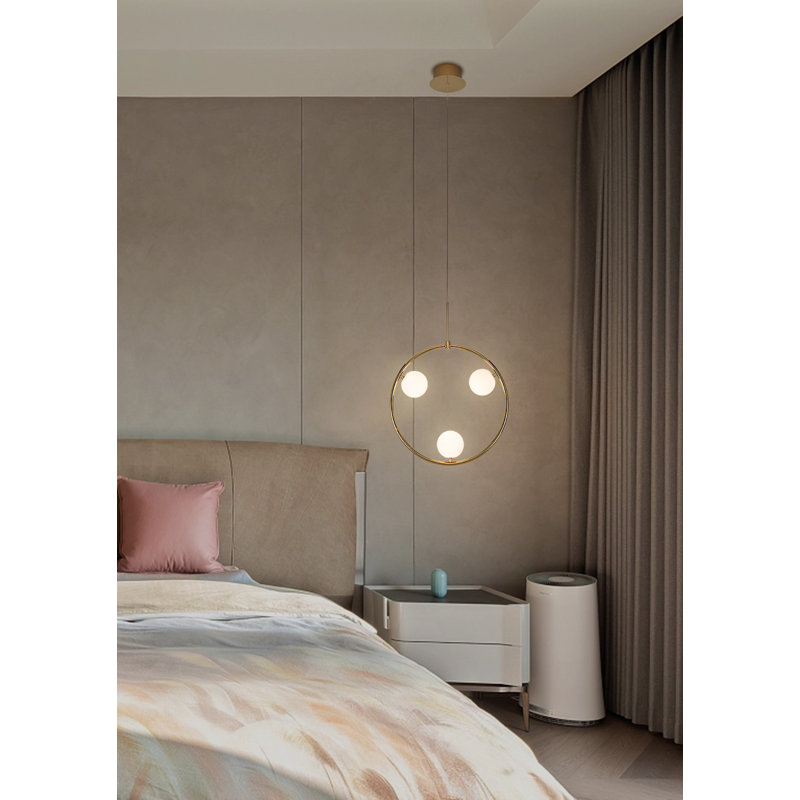 Luminaire suspendu en laiton poli à 1 lumière Hansueli