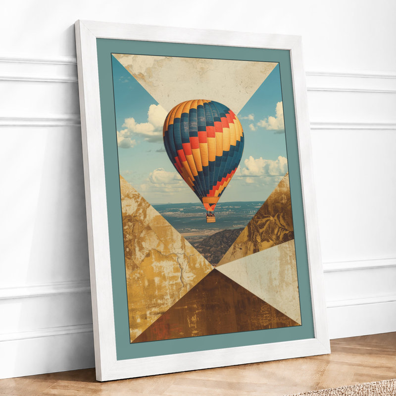 Balloon in Flight Retro - Framed Print, A4 - 29.7 x 21.0 cm, White