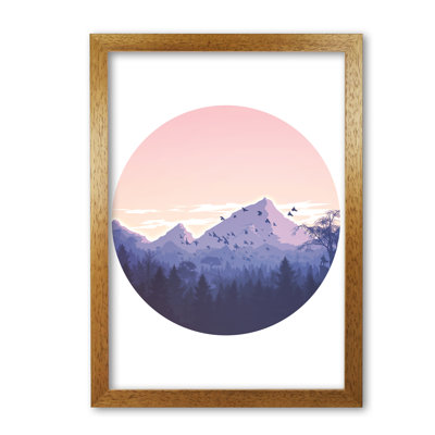 Pink Mountains Circle Abstract - Print