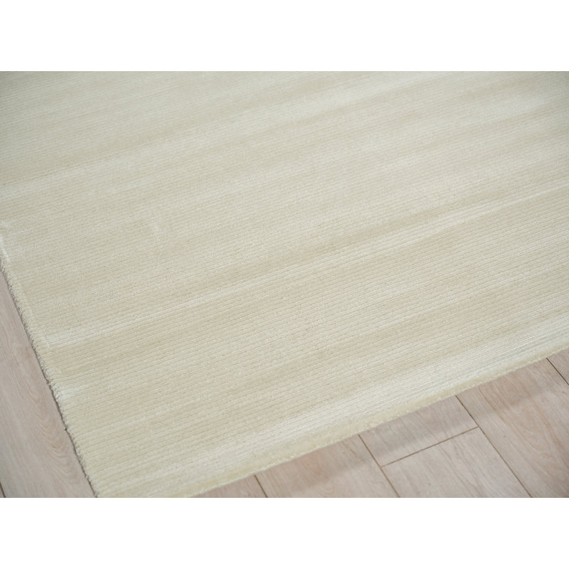 Pavia Modern Handmade Silky Nylon, Beige Area Rug, Rectangle 4' x 5'