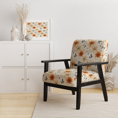 Earthy Mandala Boho Pattern III - Upholstered Cottage Accent Arm Chair