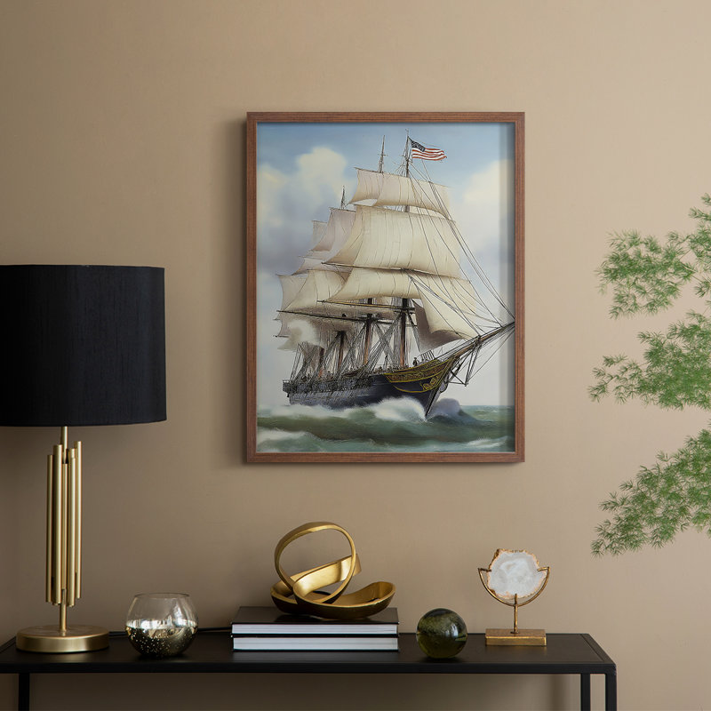 NAUTICAL Series Lxxxi, reproduction encadrée - bois massif, H 11 po x l 9 po, Noyer