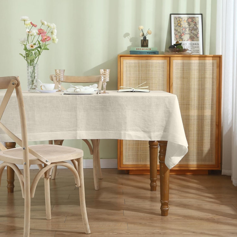 Nappe 100% lin rectangulaire, paquet de 1 pour anse de table lavable, réutilisable, L 84 po x l 60 po, Lin
